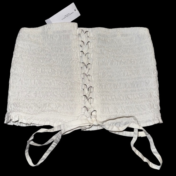 NWT American Eagle Lace-Up Smocked Tube Top - Picture 3 of 4